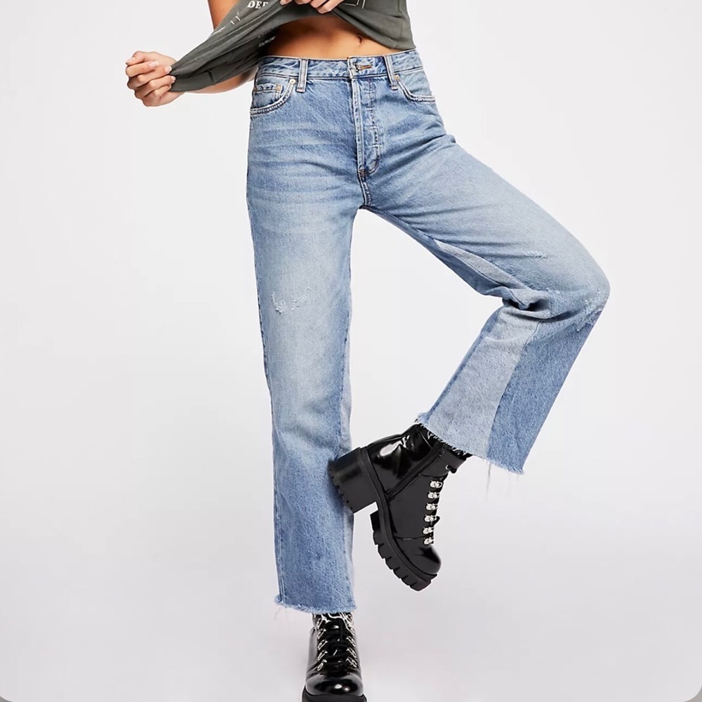 Free People High Rise Straight Leg Cropped Jeans Size 27
